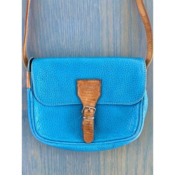 COURRÈGES Vintage Shoulder/Crossbody Bag Blue‎ Made In France